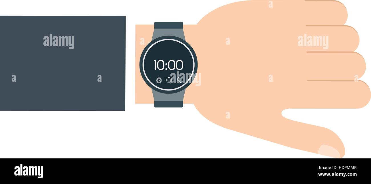 hand with smart watch trendy wearable technology Stock Vector Image ...