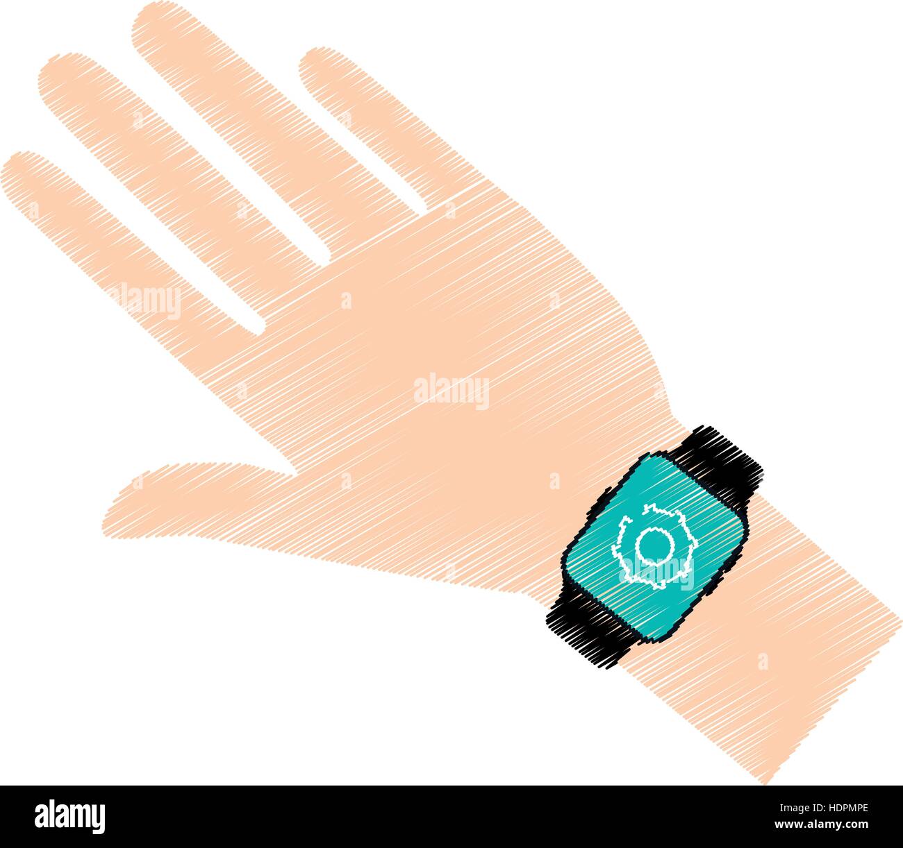 hand with smart watch trendy wearable technology Stock Vector Image ...