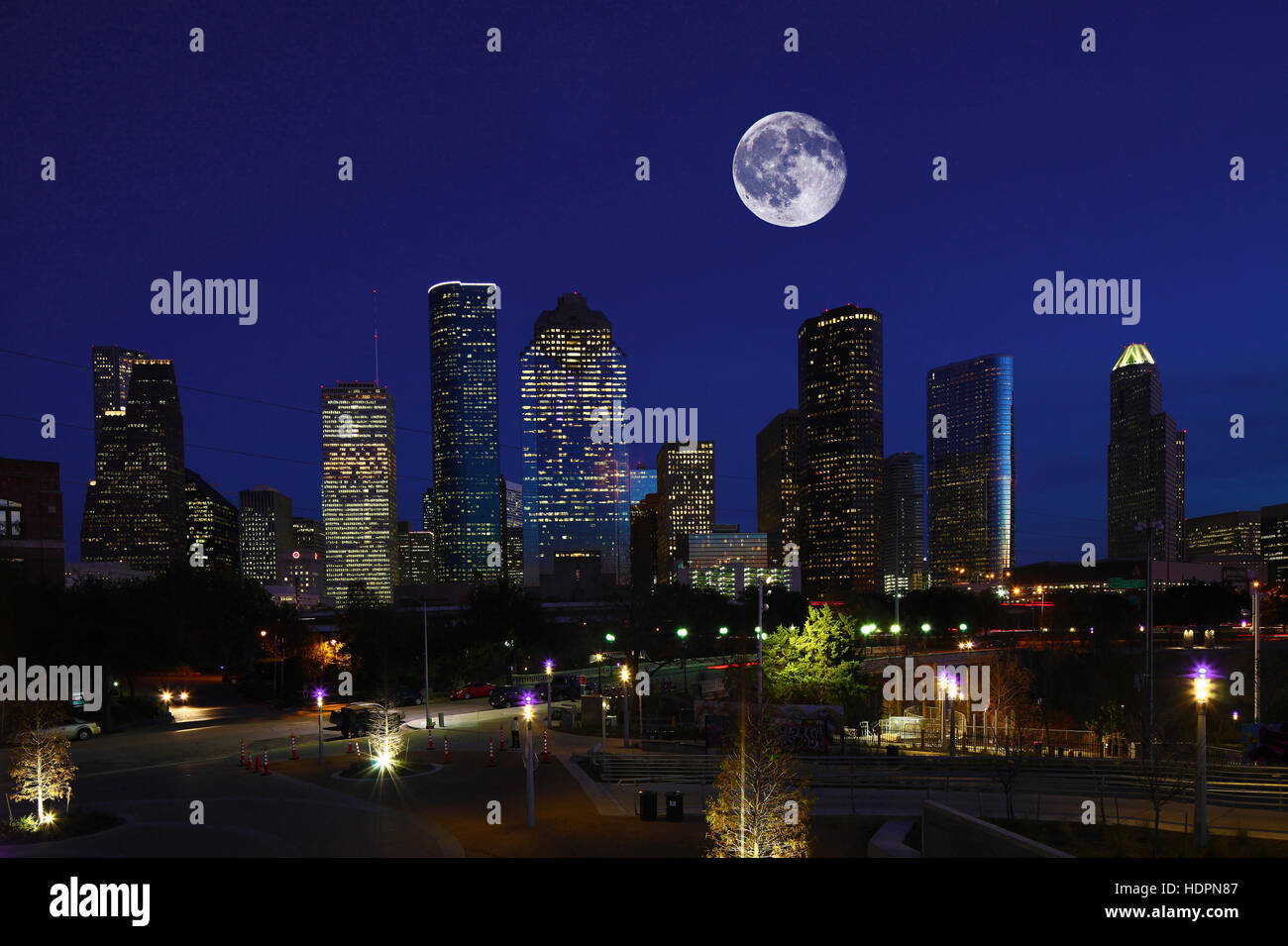 Twilight View Full Moon Over High Resolution Stock Photography and Images Alamy