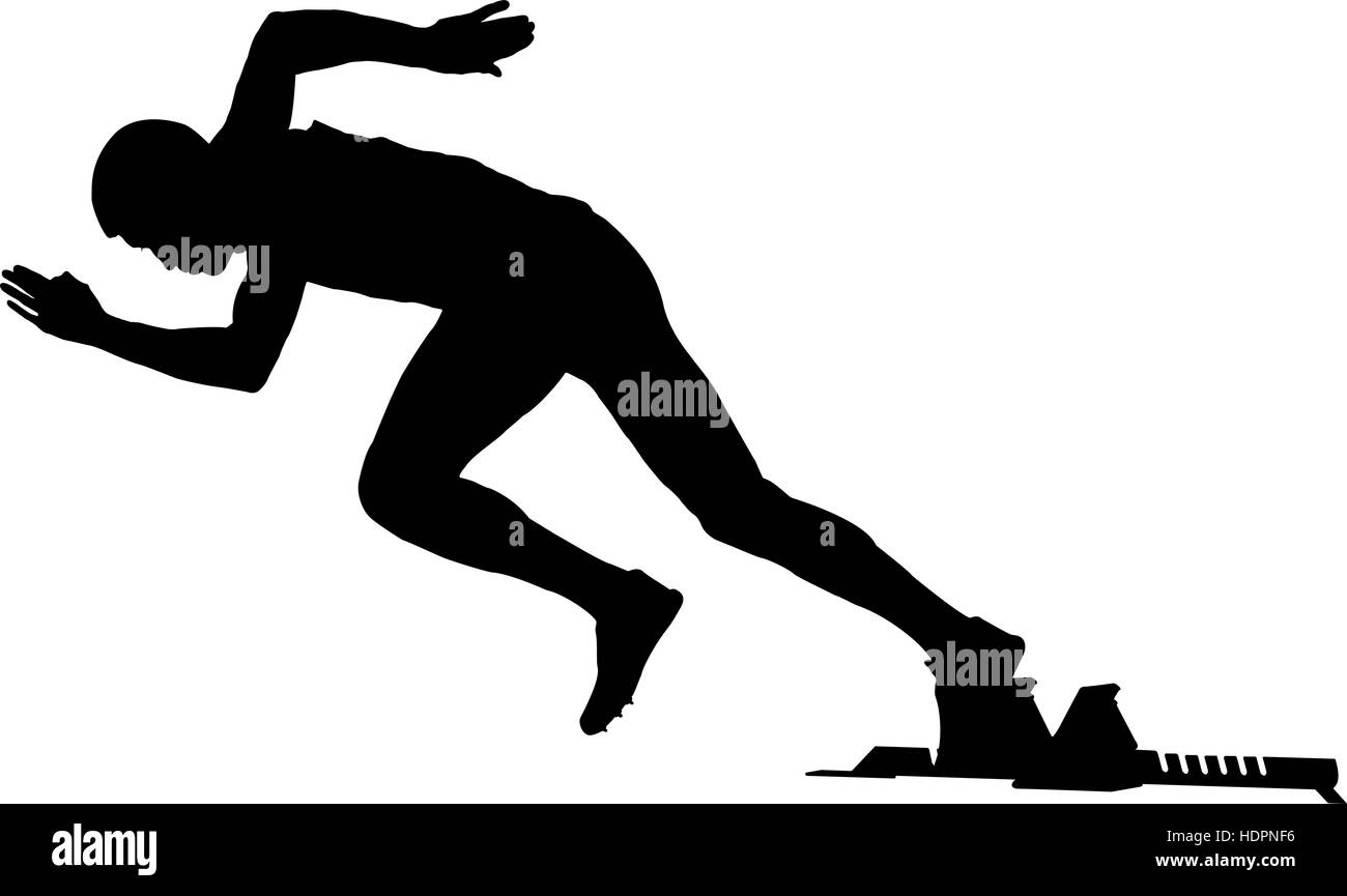 explosive start athlete runner in starting blocks. black silhouette Stock Photo ...1300 x 865