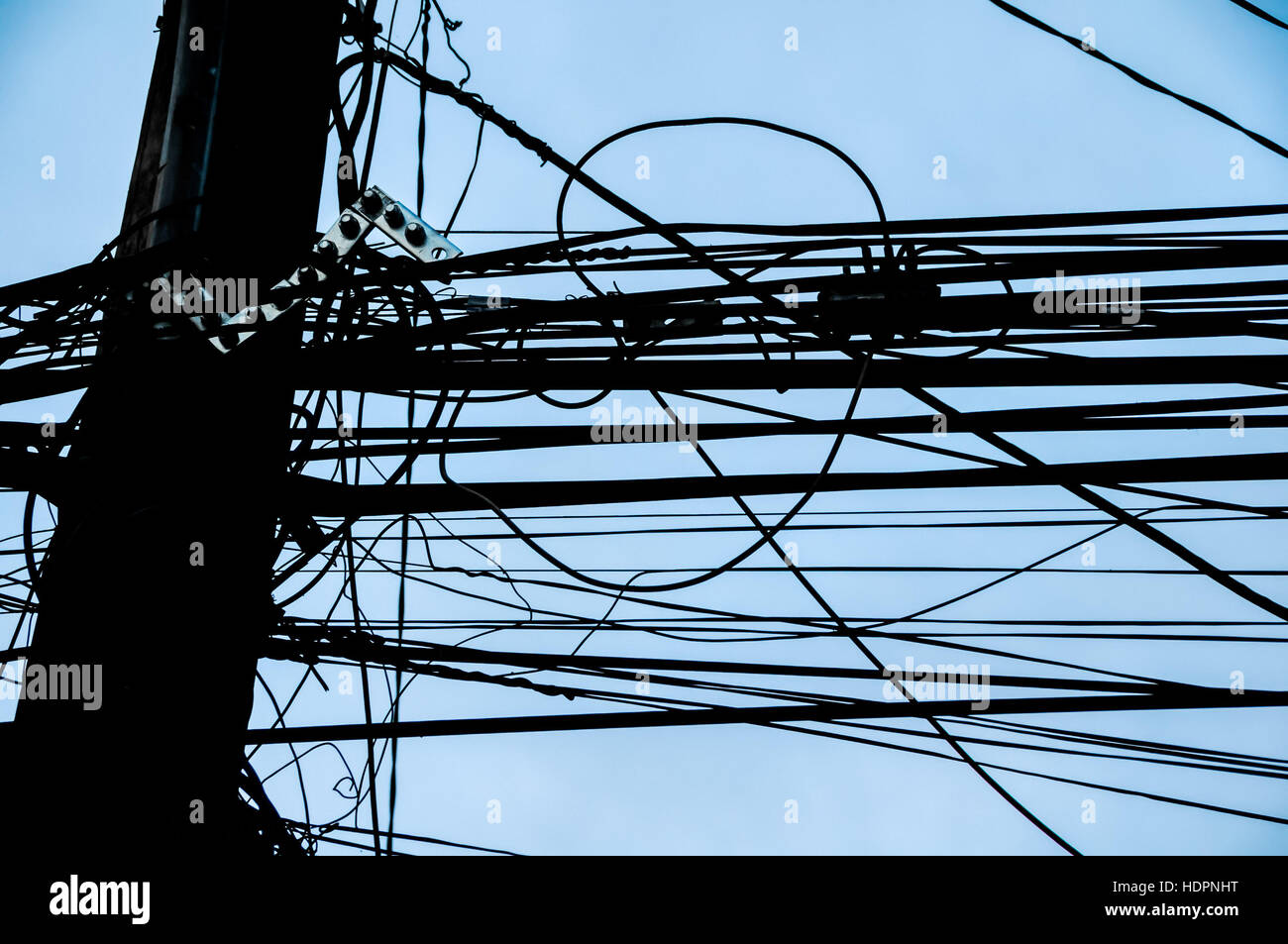 Dangerous Electricity Cables Pylon Stock Photo Alamy