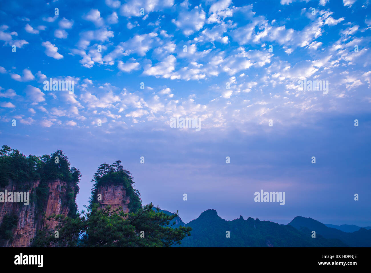 Early morning at Mountain landscape of Zhangjiajie national park,China Stock Photo