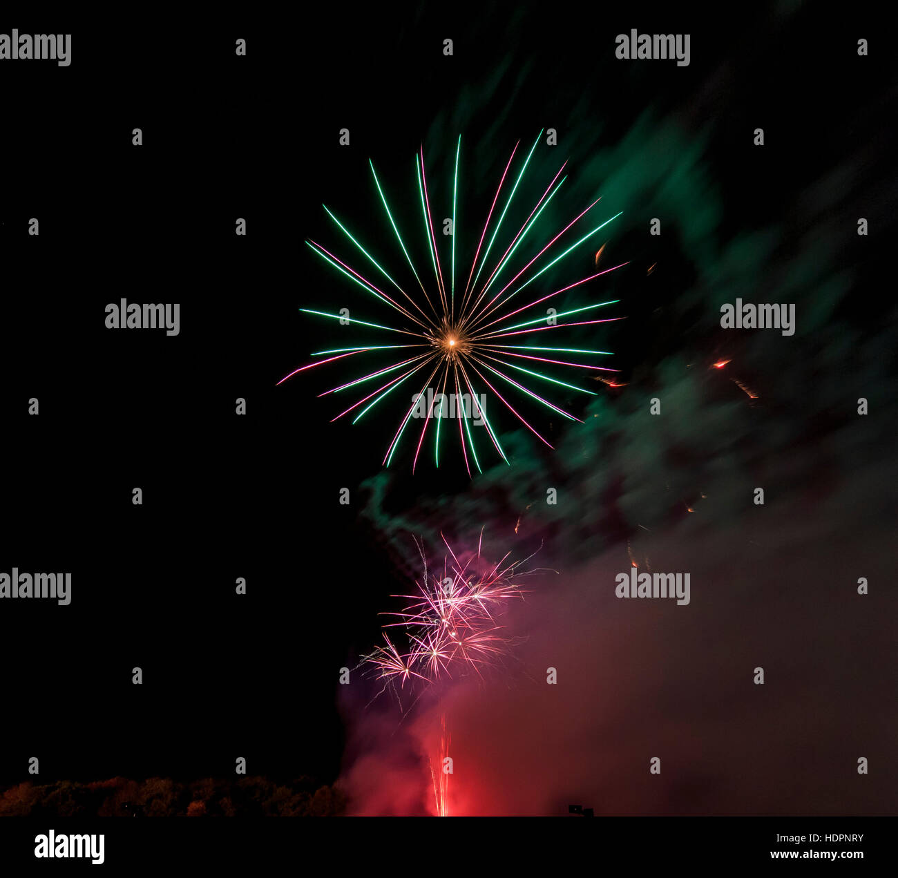 Colorful fireworks isolated with simple background Stock Photo
