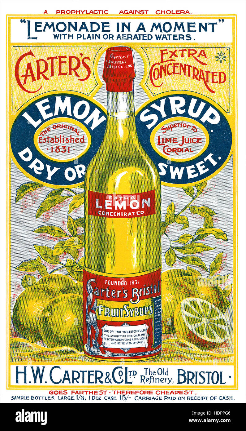 Victorian leaflet for Carter's Lemon Syrup Stock Photo