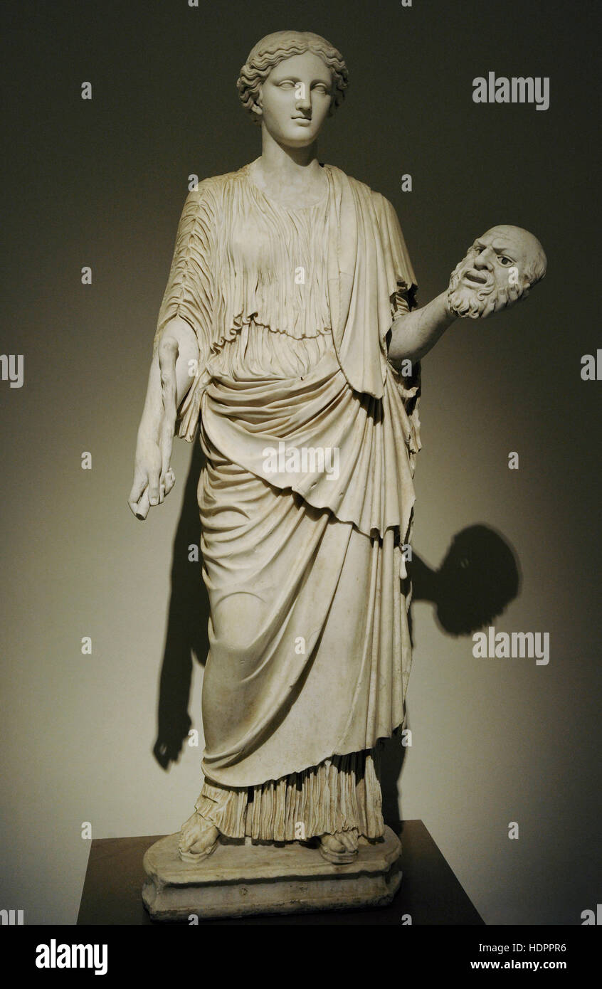 Female deity (kore of Eleusus type), restored as a Muse. Late 2nd century copy of a Greek original of the second half of the 5th century BC. Stock Photo