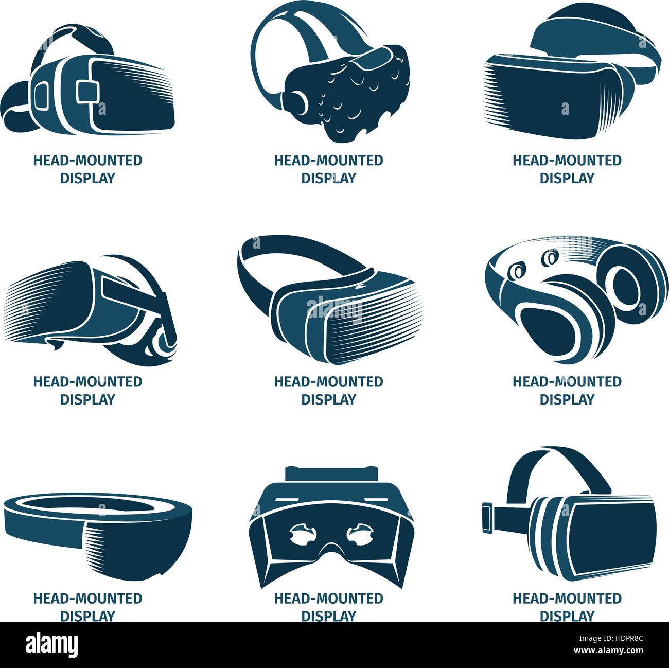 Isolated vr headset logotype set. Virtual reality helmet logo ...