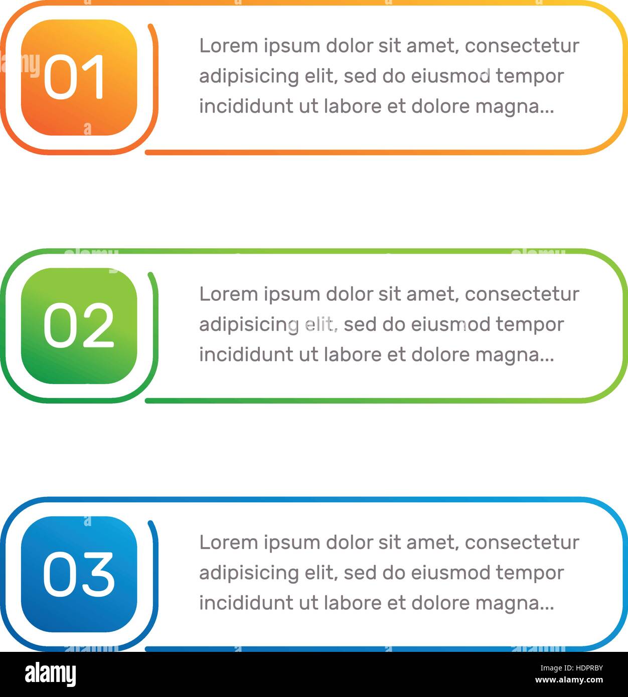 Layout workflow. Outline colorful menu for app interface. Number options. Web design of buttons elements. Infographics 1. 2. 3. vector template. Text illustration. Stock Vector