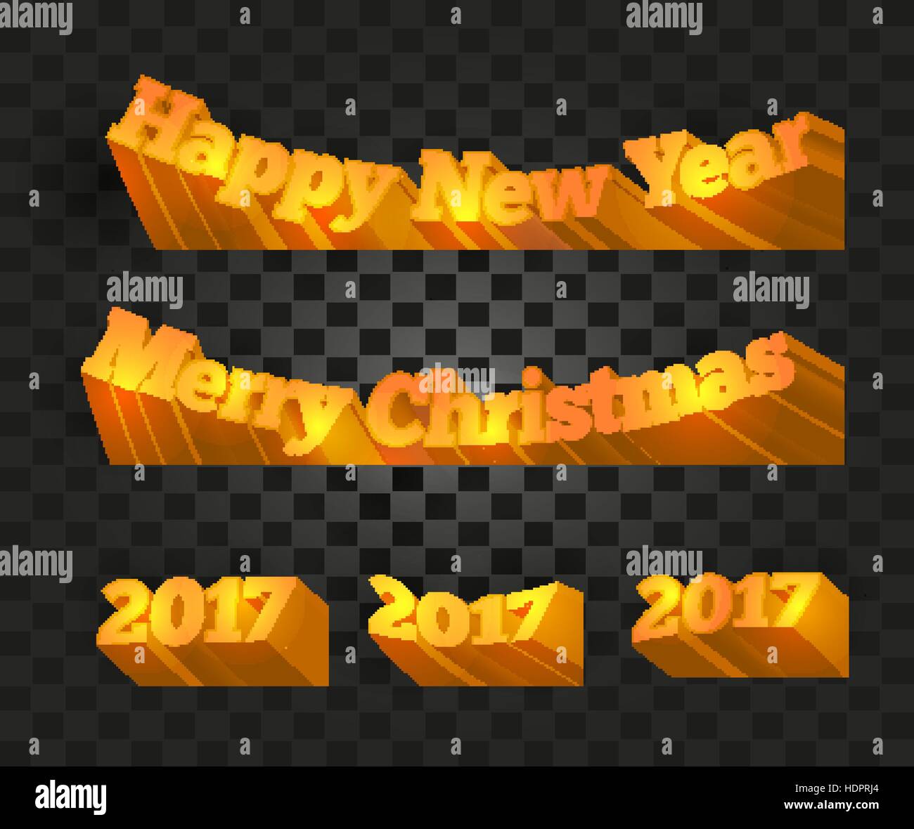 Merry christmas and happy new year 2017 writing on the checkered background. Festive wrapping paper with golden letters. Xmas greeting card backdrop. Vector illustration. Stock Vector