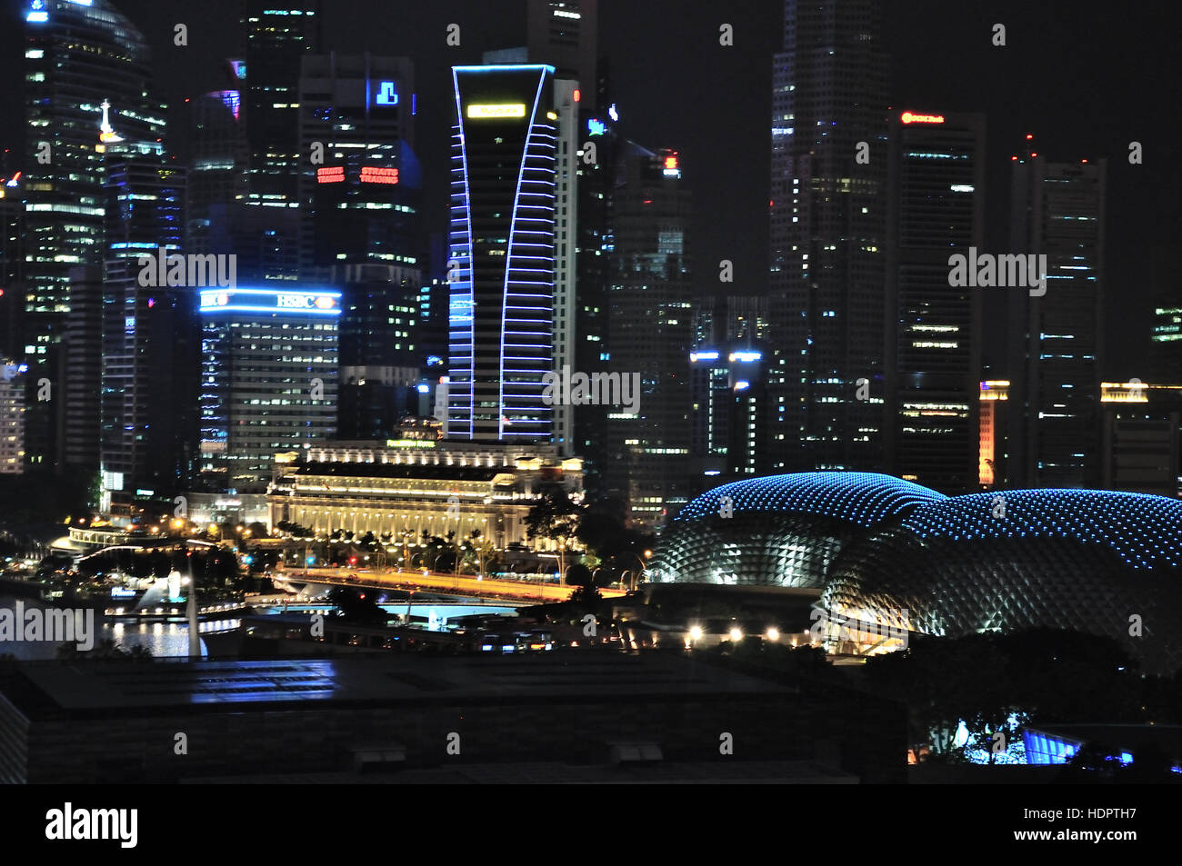 View of Marina  Singapore at night Stock Photo
