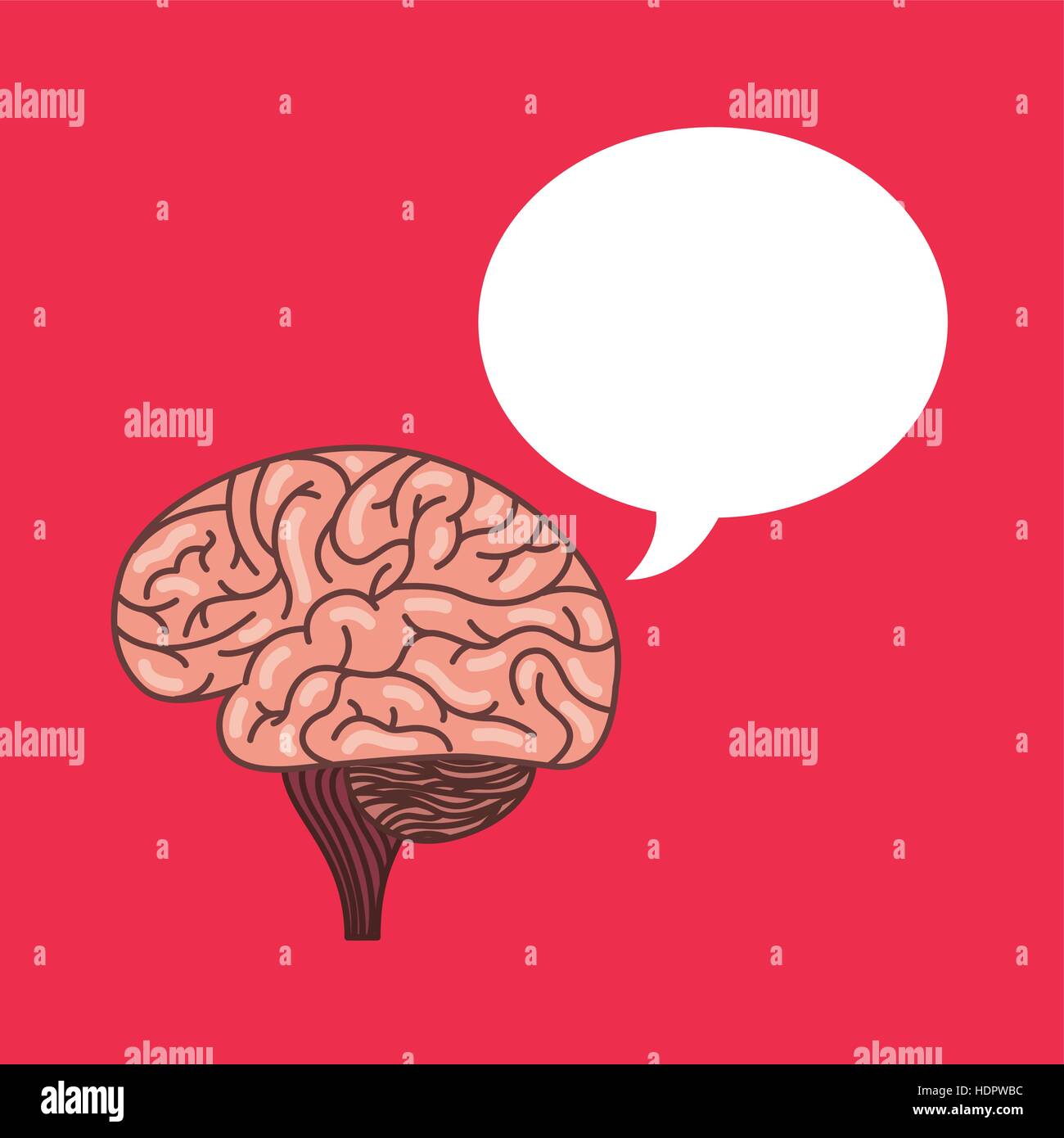 human brain and speech bubble icon over pink background. colorful ...