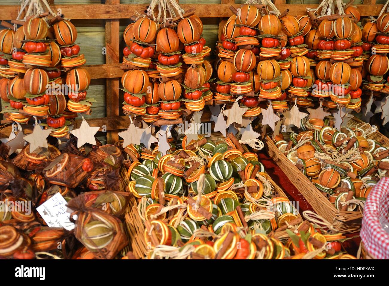 Dried orange Christmas garlands at Waddesdon Manor Christmas Market