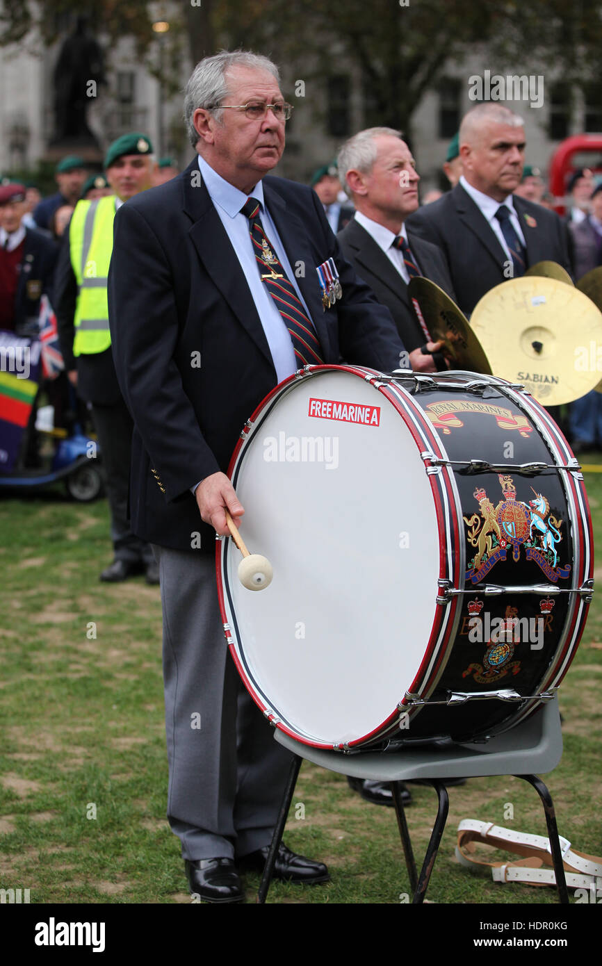 Former and serving members of the armed forces take part in a rally in support of support of Sgt Alexander Blackman, also known as 'Marine A', who was given a life sentence after being convicted of murdering a wounded Taliban fighter.  Featuring: Atmosphe Stock Photo