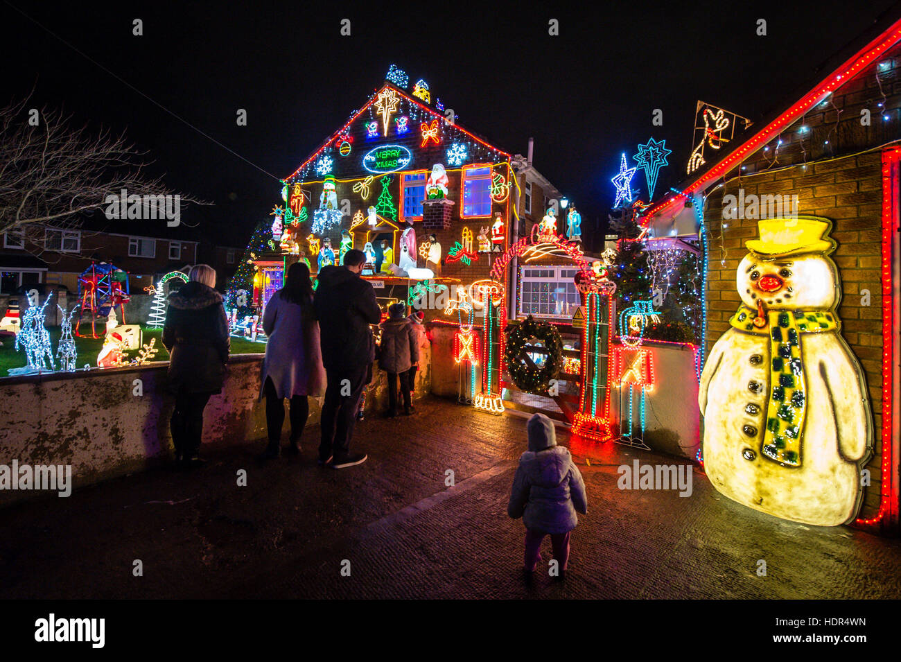 Thousands of Christmas lights and decorations on a house in Brentry, Bristol Stock Photo Alamy