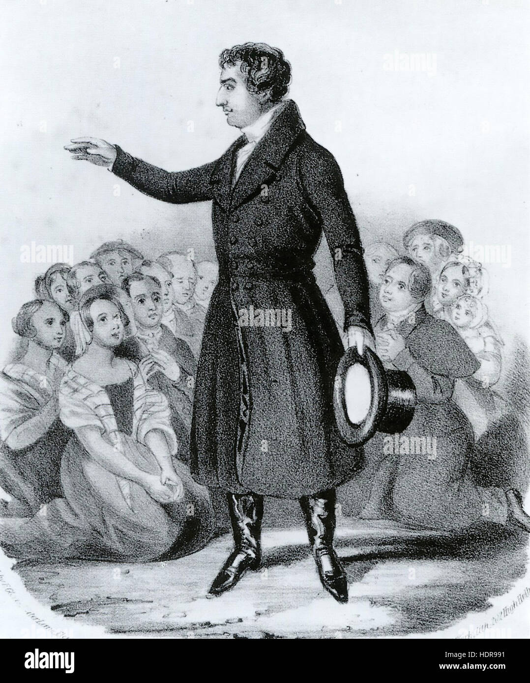 THEOBALD MATTHEW (1790-1856) Irish Catholic teetotalist reformer commonly known as Father Matthew urging people to take the pledge Stock Photo