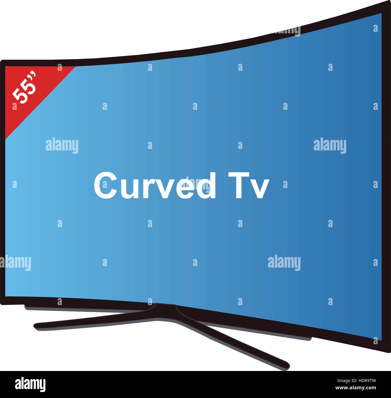 Smart Tv Curved-55 Inches Stock Vector
