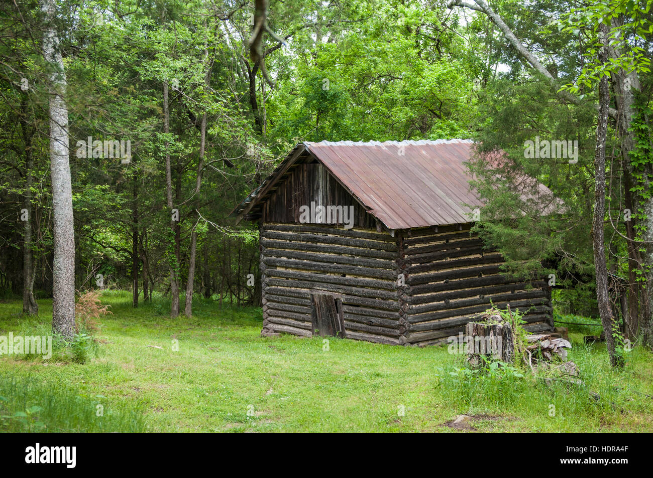 Old slave cabin in Historic Stagville, State Historic Site, North Carolina, USA. Stock Photo