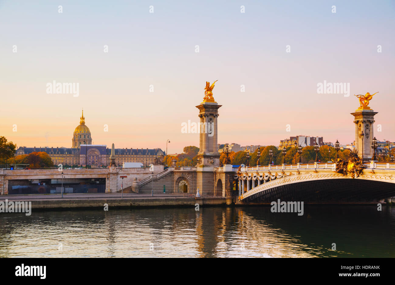 Pont Alexandre III (Alexander III bridge) in Paris, France at sunrise Stock Photo