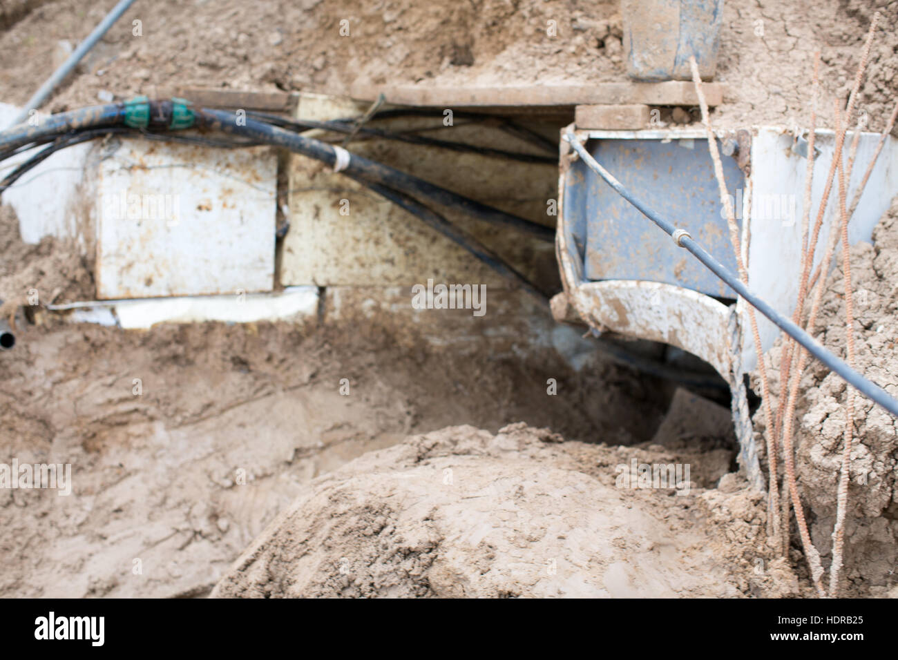 Inside a small tunnel in southern Gaza, used to smuggle men and goods in from Egypt. Stock Photo