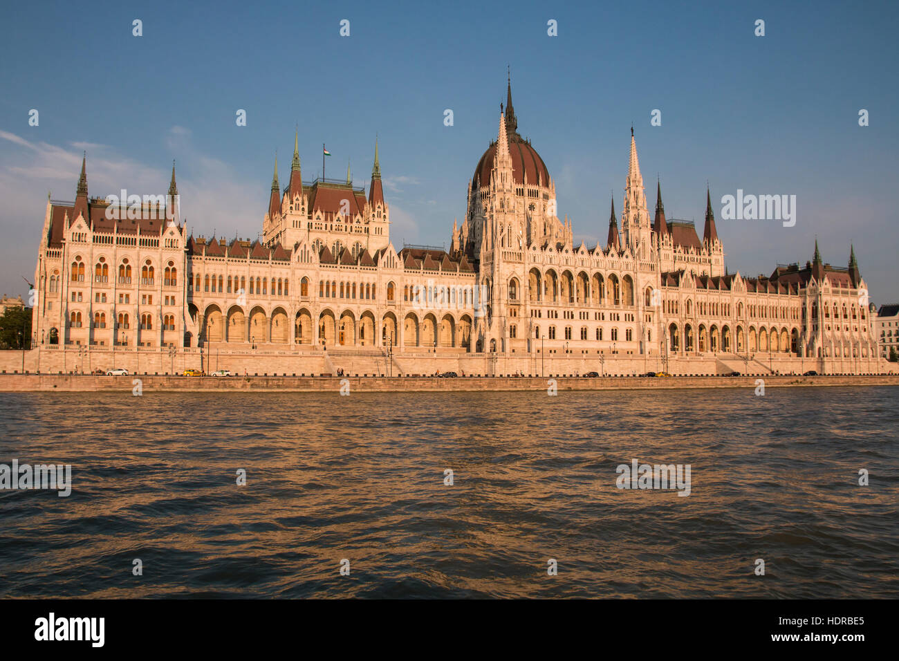 Hungarian Parliament Building, Budapest, shot from the river Danube. Stock Photo