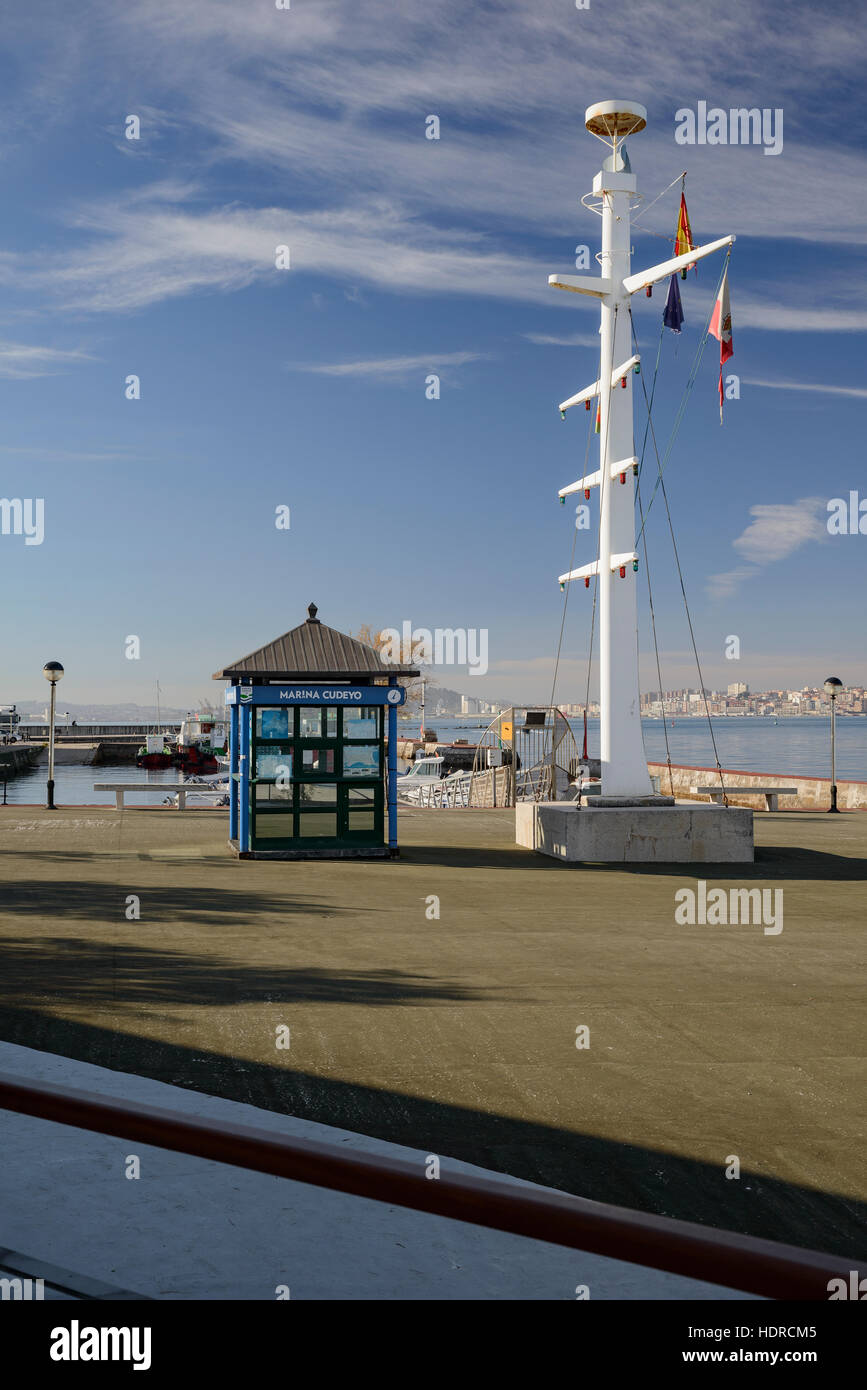 Information kiosk on the promenade of the village of Pedreña, Cantabria, Spain, Europe. Stock Photo