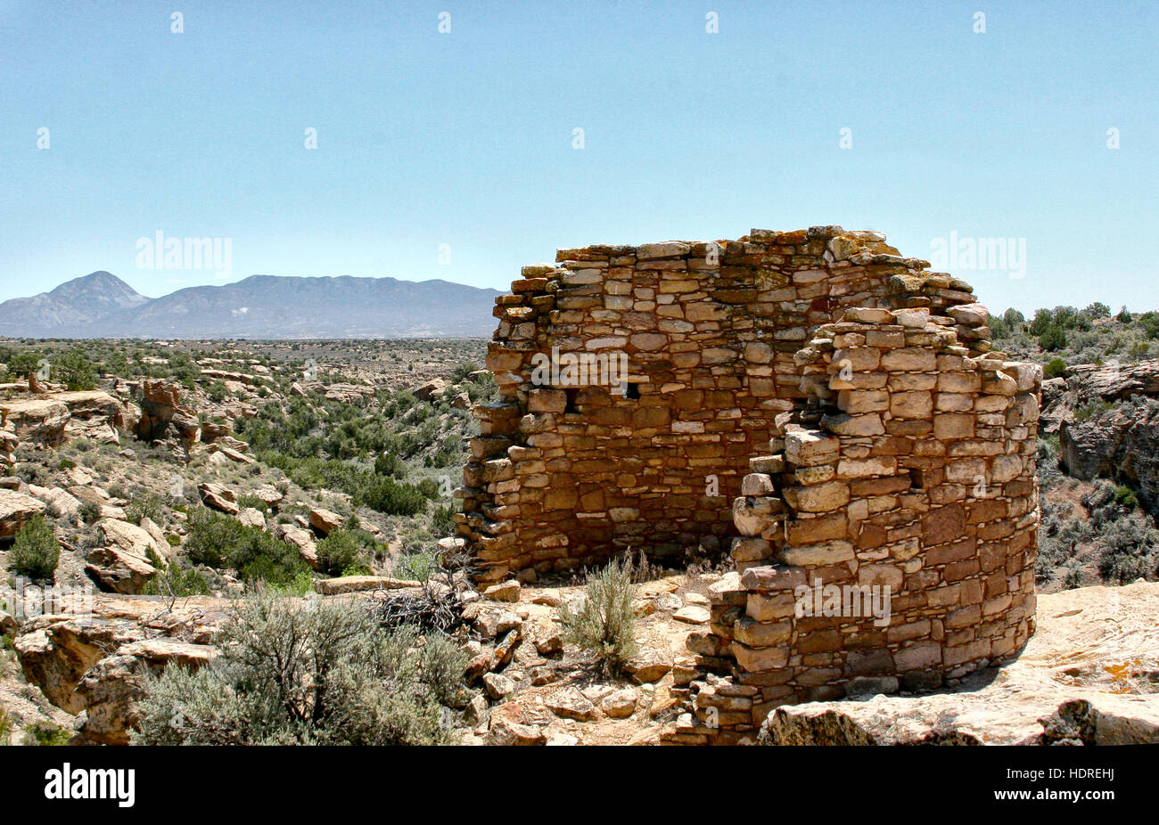 Towers at Hovenweep National Monument in Colorado home to early puebloans although function of structures is unknown. Stock Photo