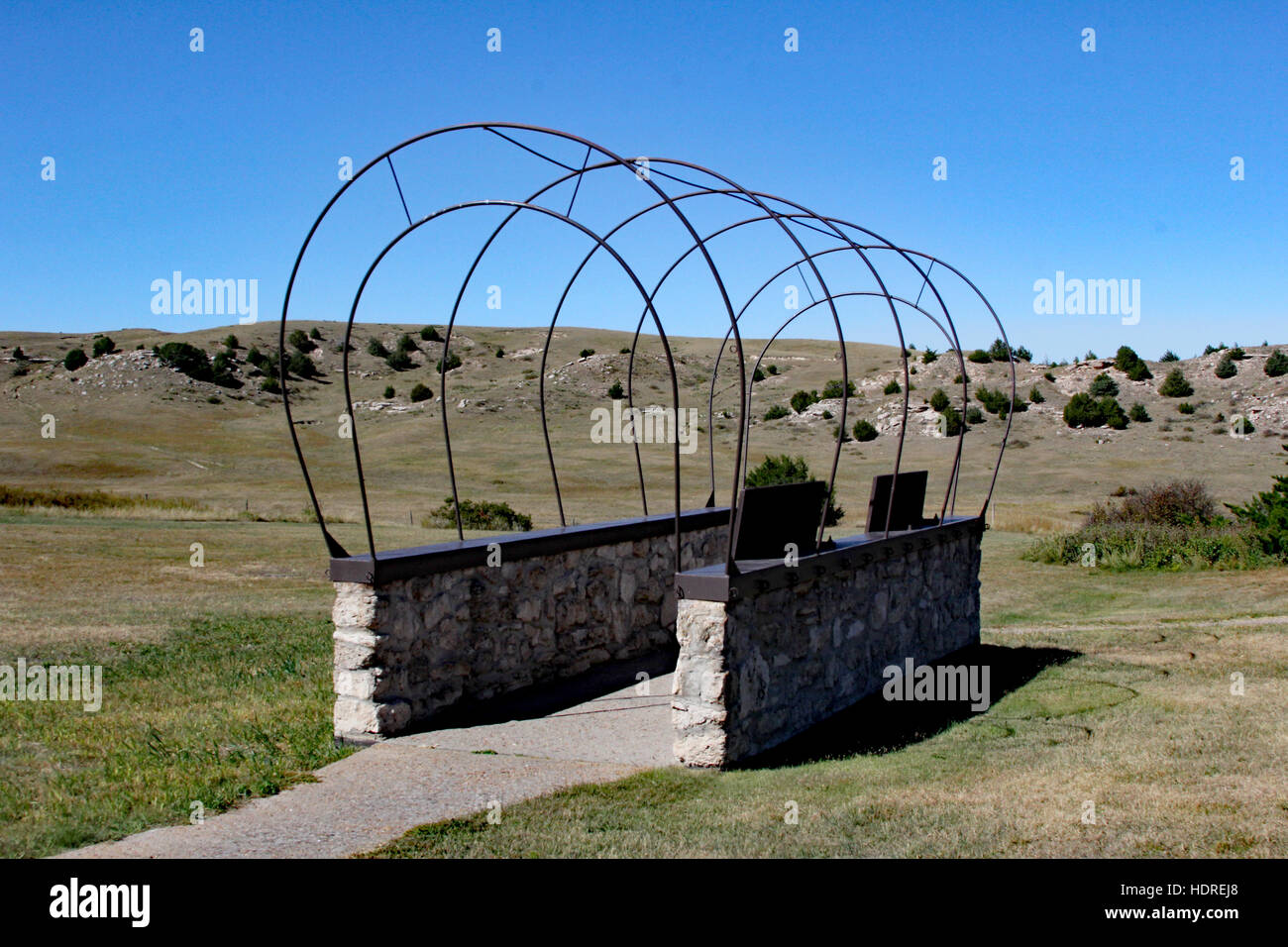 Artistic representation of a wagon at Windlass Hill, one of the