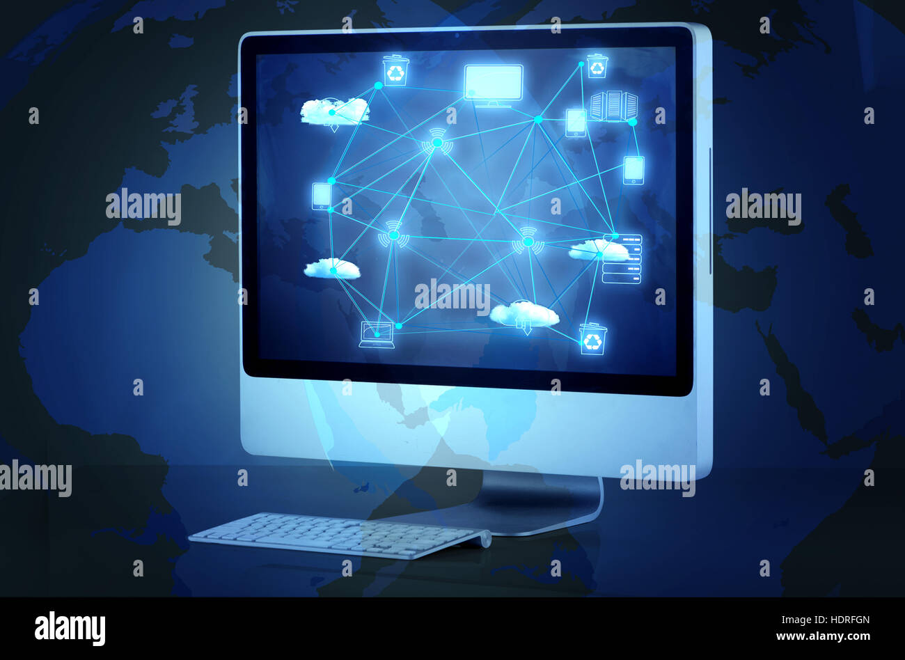 Computer screen in cloud computing concept Stock Photo - Alamy