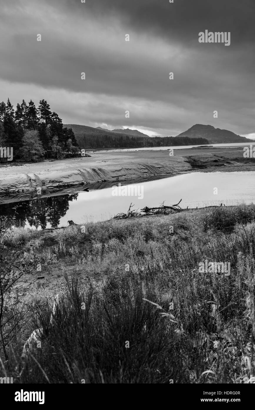 The wilderness of Scotland - beautiful and serene places of relaxation and solitude - amazing autumnal landscapes in black and white and warm colors Stock Photo