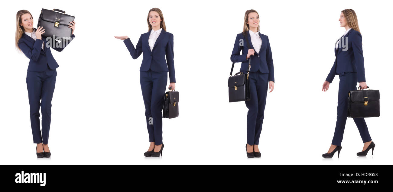 Businesswoman in suit isolated on white Stock Photo - Alamy