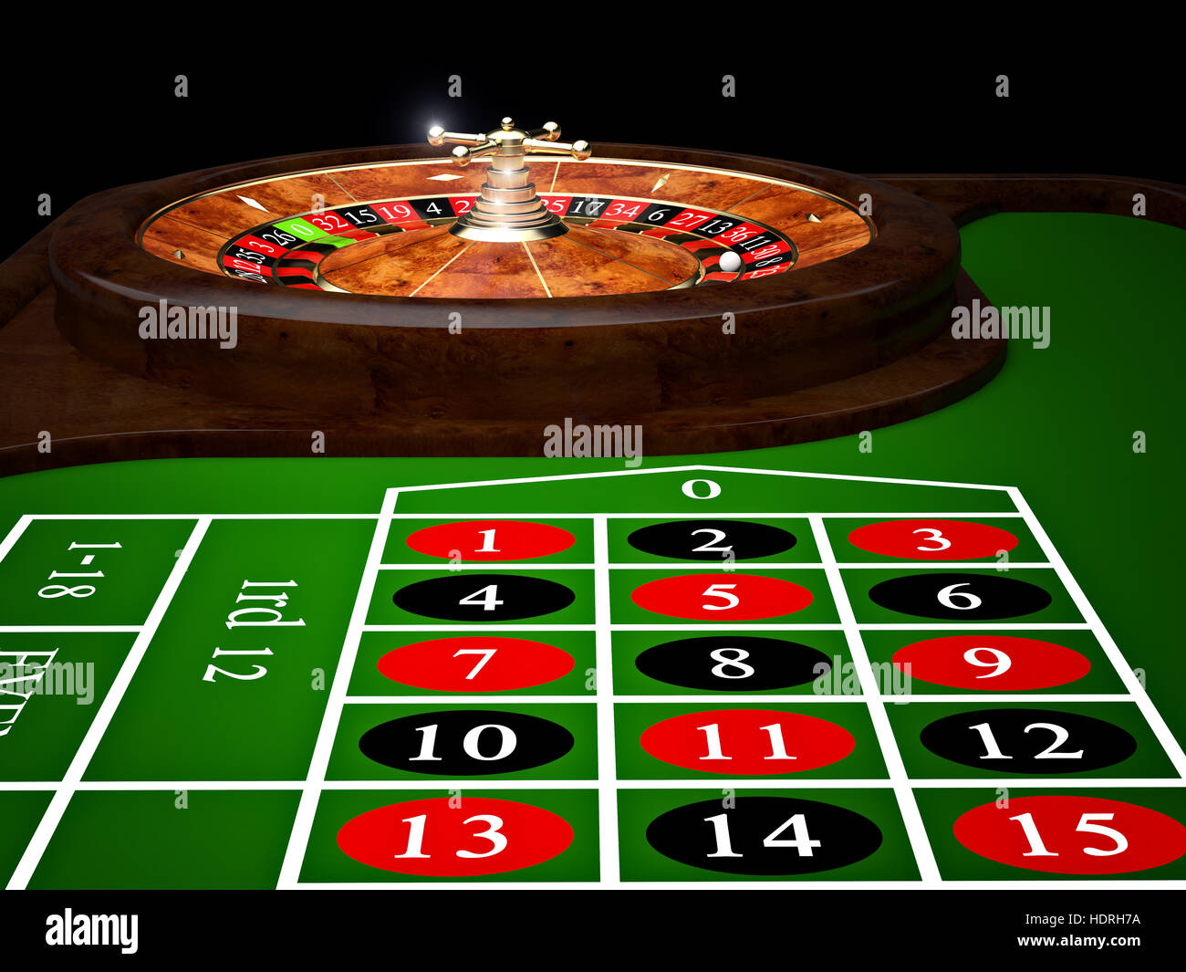 classic casino roulette and green table 3d rendering Stock Photo - Alamy