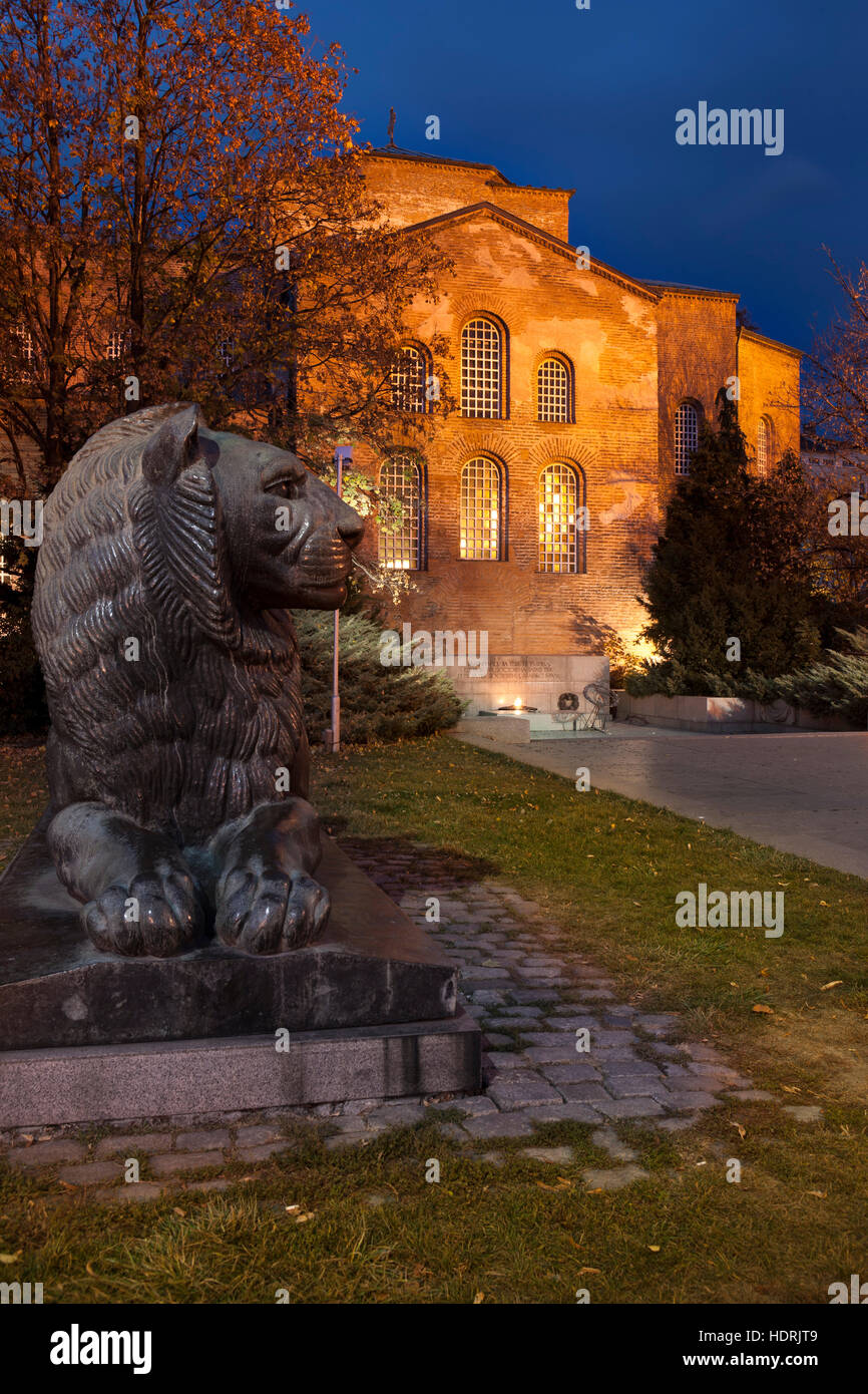 Lion sculpture at Tomb of the Unknown Soldier near Saint Sofia Church, Sofia Stock Photo