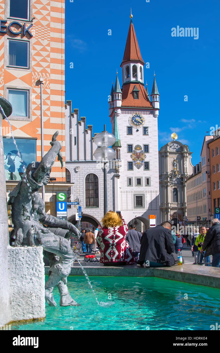 Old town  Hall at Marienplatz, Munich Stock Photo