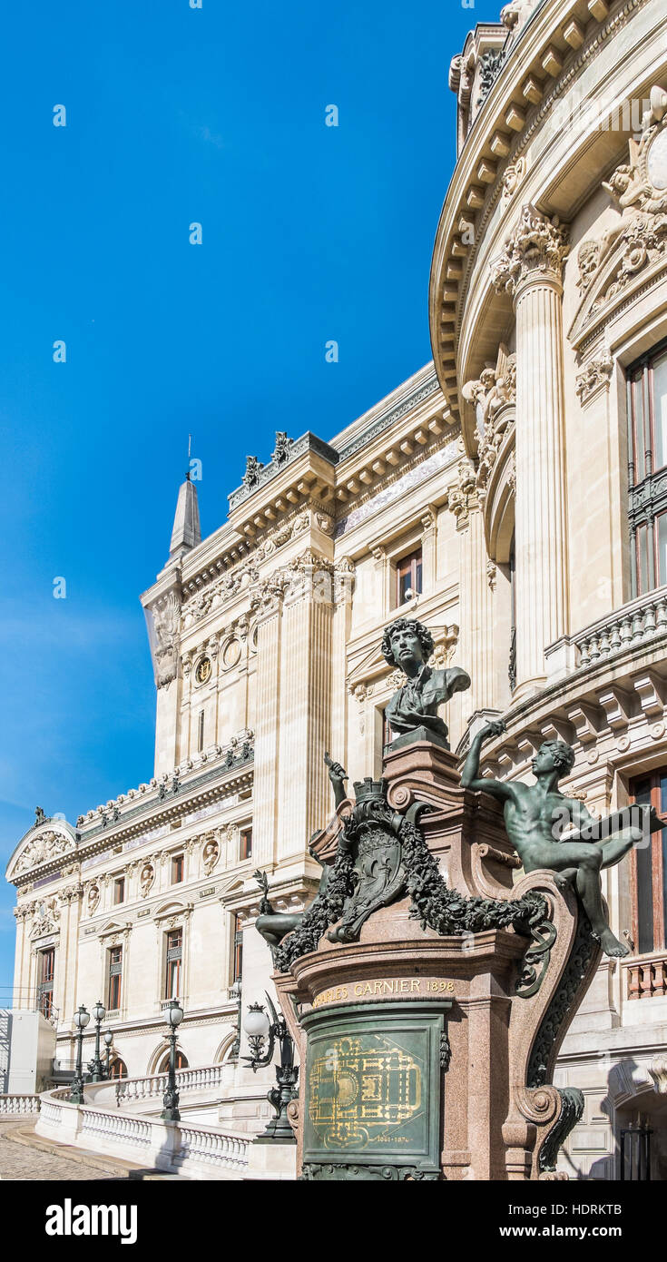 opera garnier, west facade, charles garnier monument Stock Photo