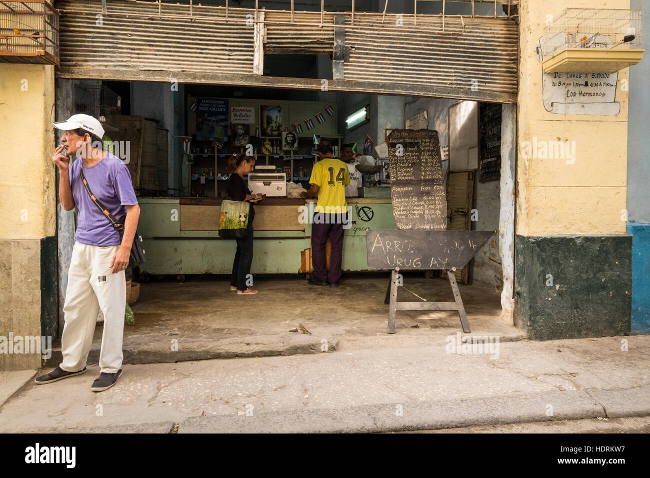 Ration shop on Brasil street in La Havana, Cuba. Stock Photo