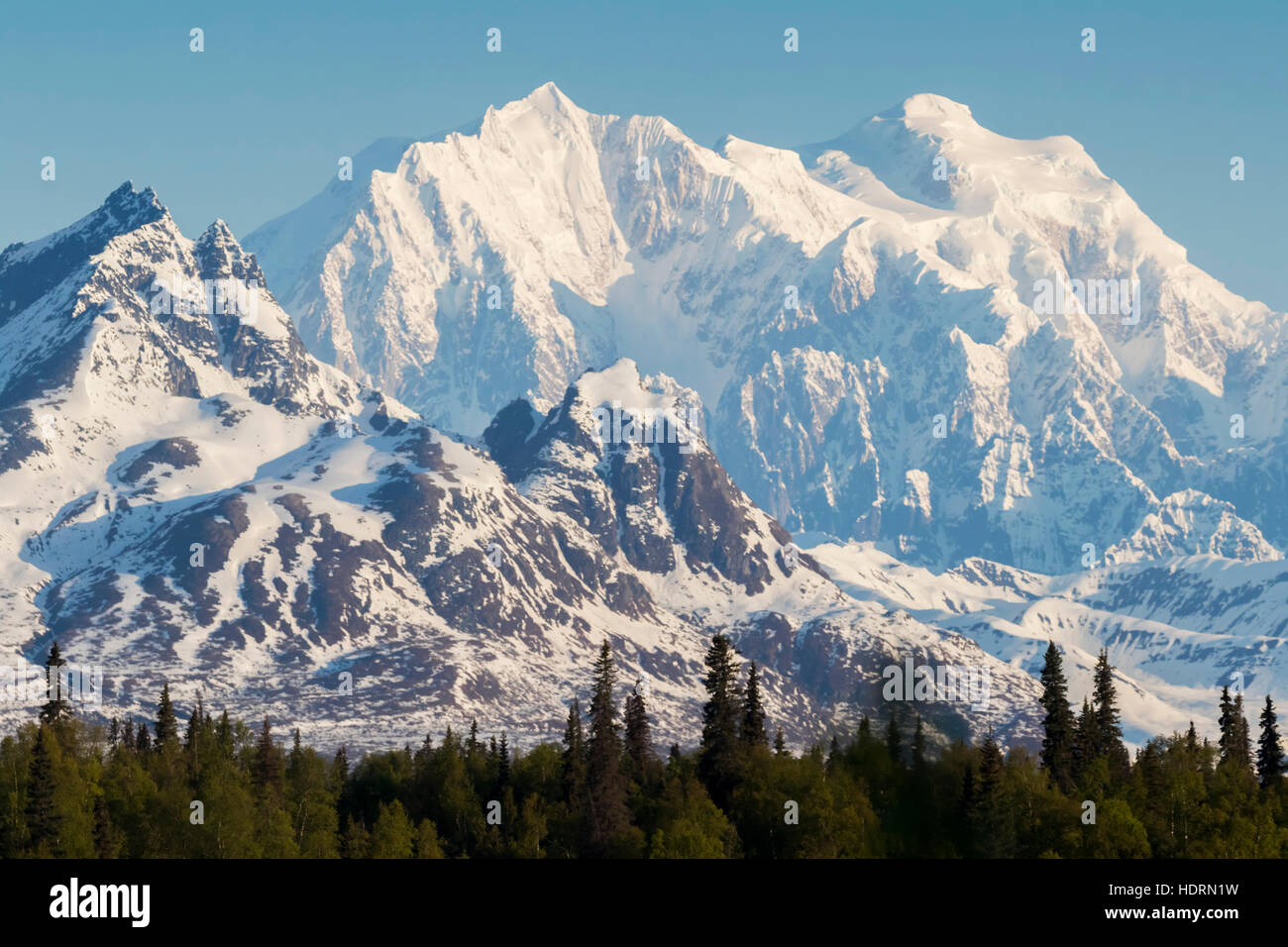 Snow covered mountains of the Alaska Range, photographed from Denali Viewpoint South overlook