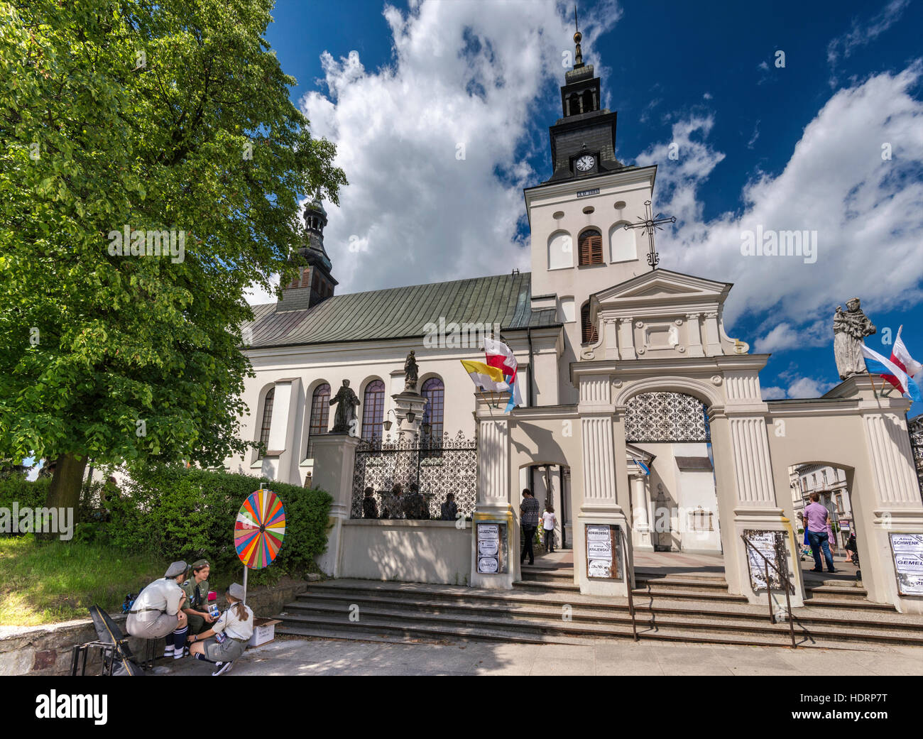 Bernardine Church, baroque style, Sunday Mass, in Piotrkow Trybunalski, Western Mazovia, Poland Stock Photo