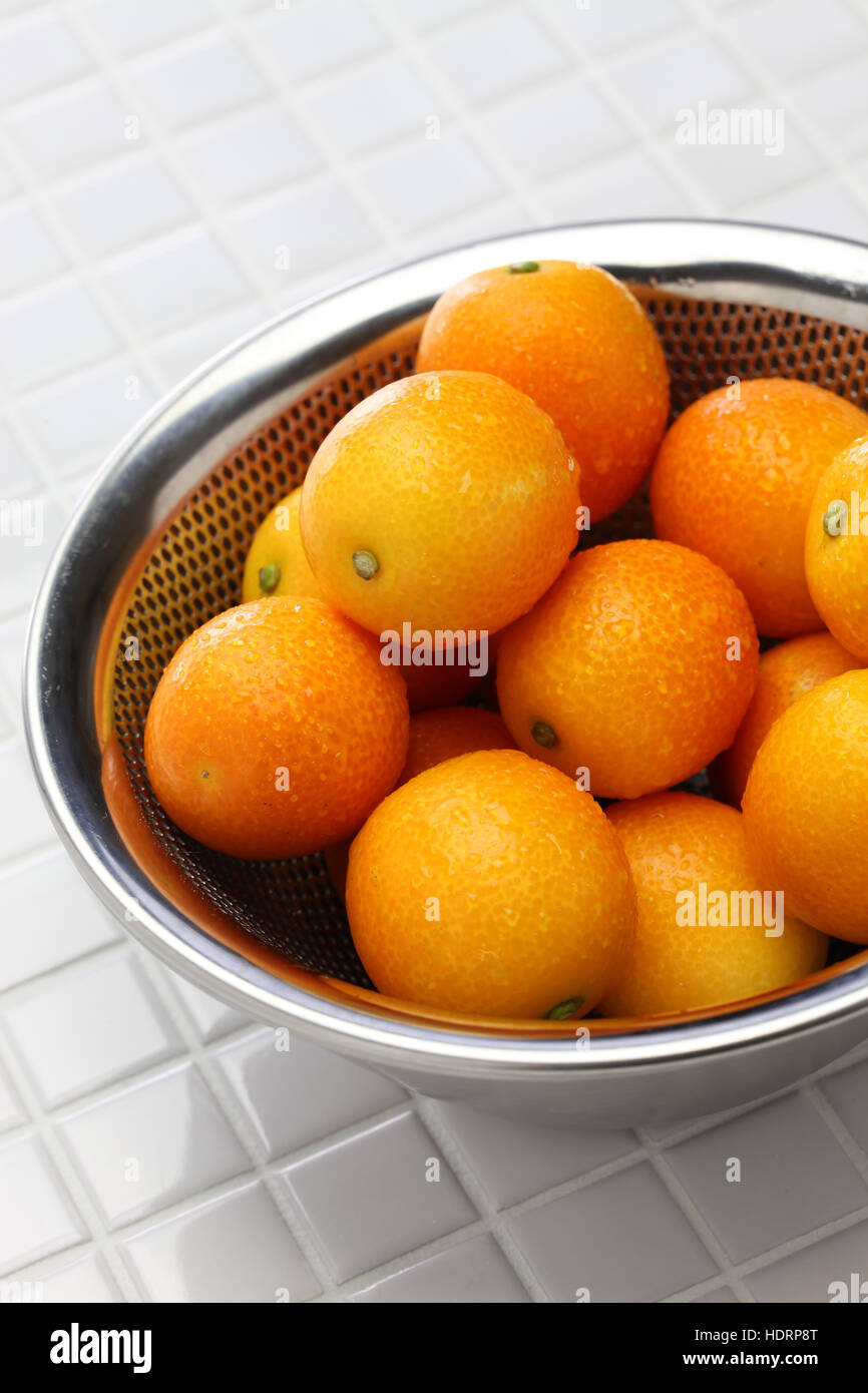 kumquat in the stainless steel bowl Stock Photo Alamy