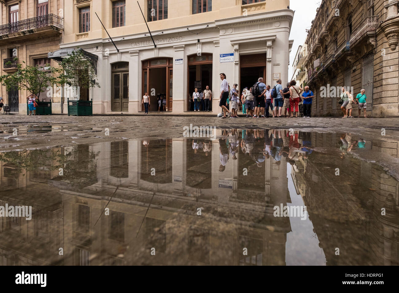 Raining in the Plaza de San Francisco, La Havana, Cuba. Stock Photo