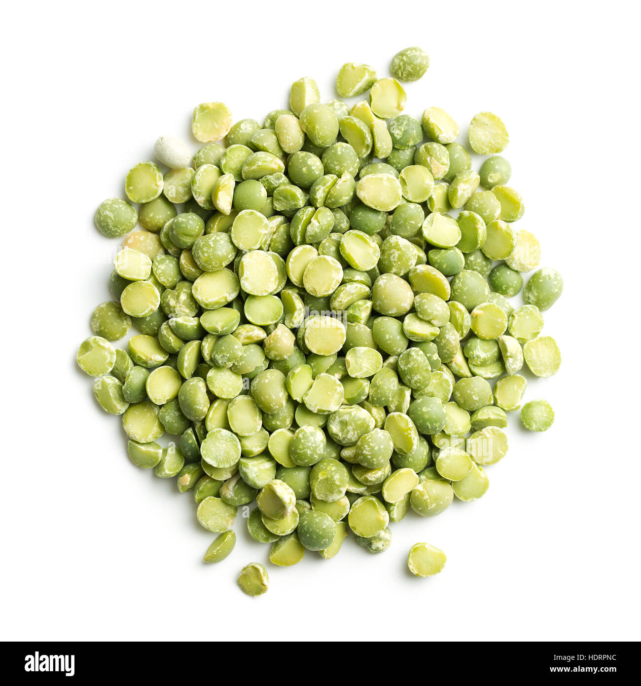Green split peas isolated on white background. Top view Stock Photo - Alamy