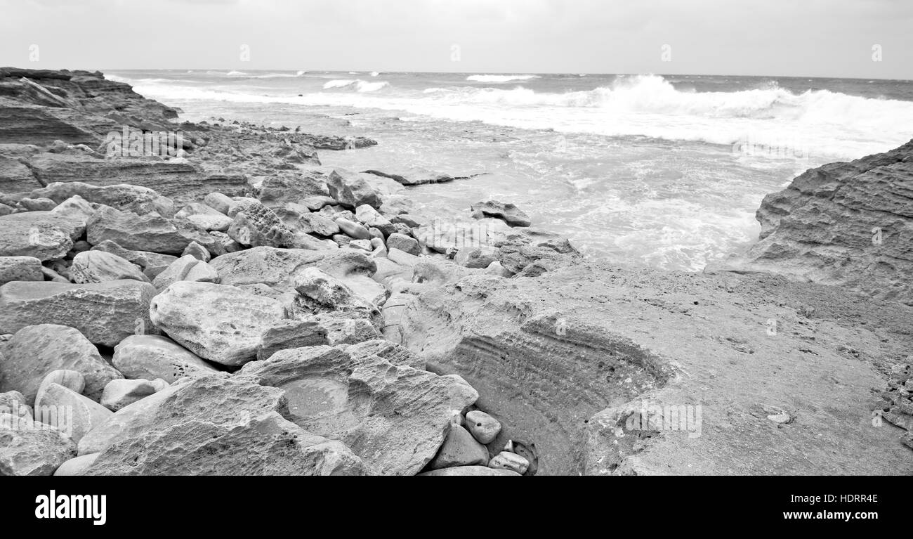 blur in south africa   sky ocean  isimagaliso reserve nature and rocks Stock Photo