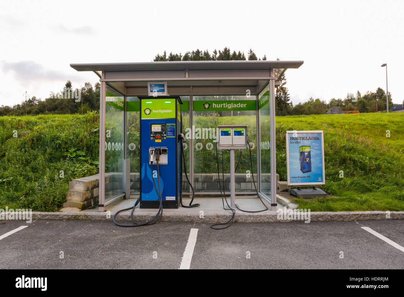 Electric car charging station near Bergen, Norway Stock Photo Alamy