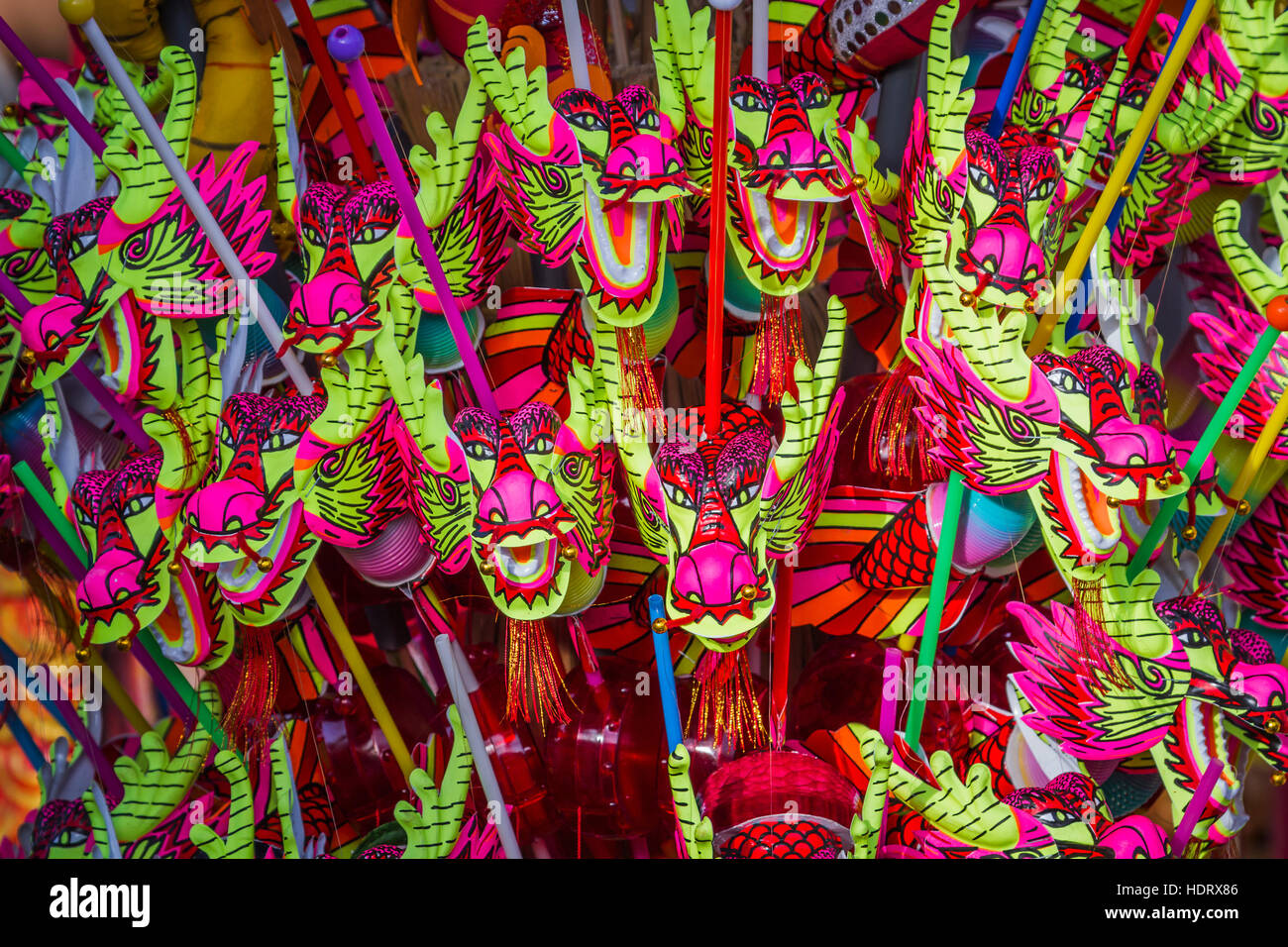 Dragon handicraft in Chinese buddhist temple, Thailand Stock Photo