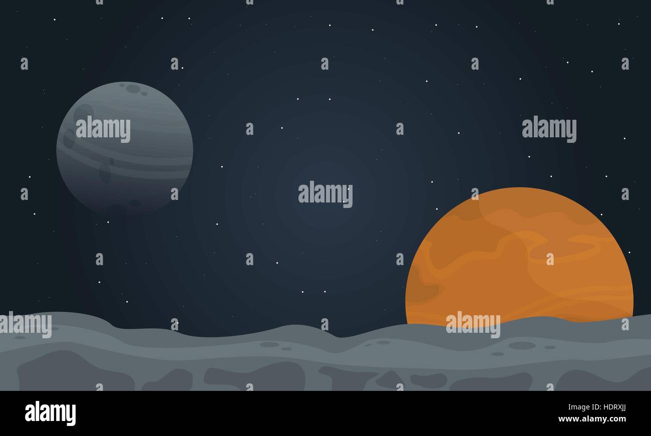 Illustration of desert planet outer space landscape Stock Vector Image ...