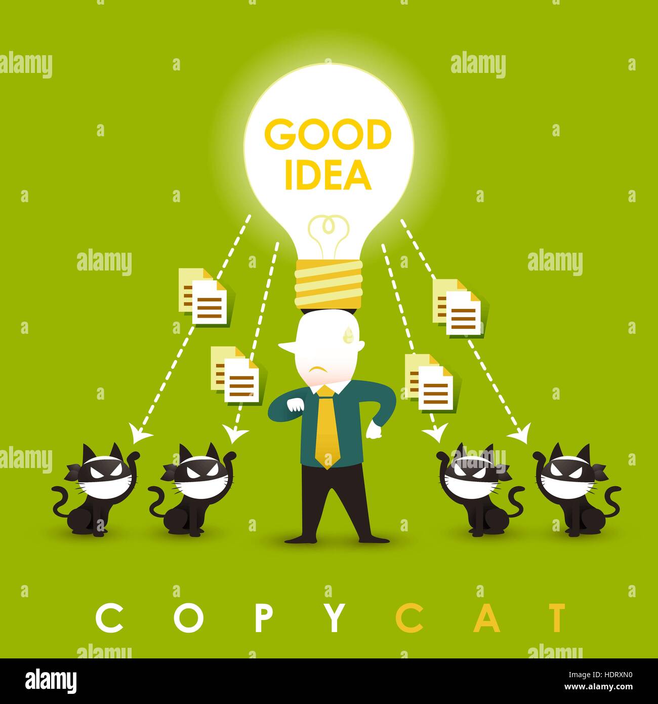 flat design vector illustration concept of copycat Stock Vector