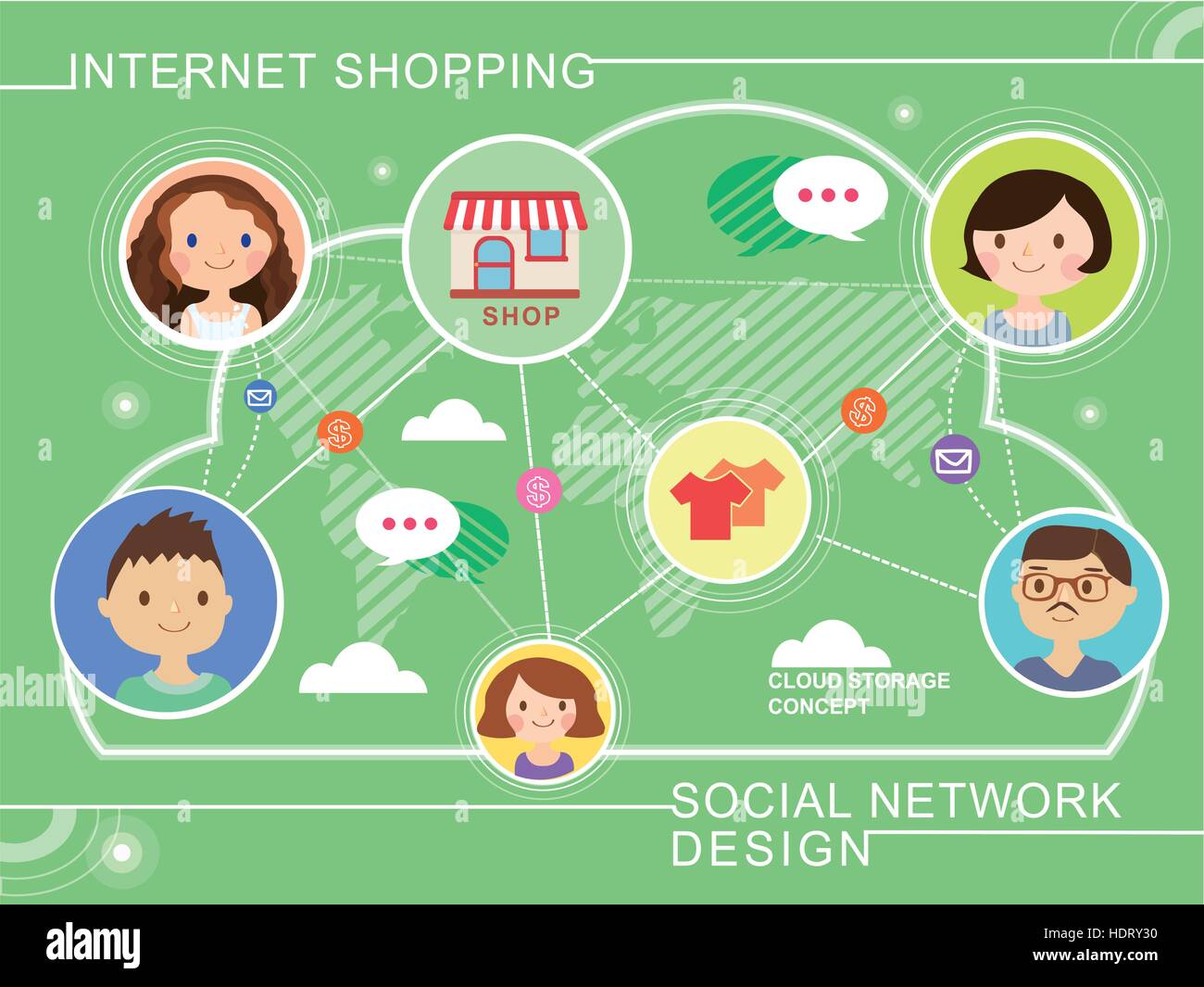 flat design for social network concept graphic Stock Vector Image & Art ...
