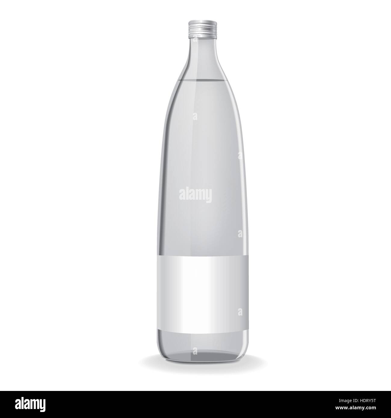 glass bottle with water and blank label isolated on white background Stock Vector