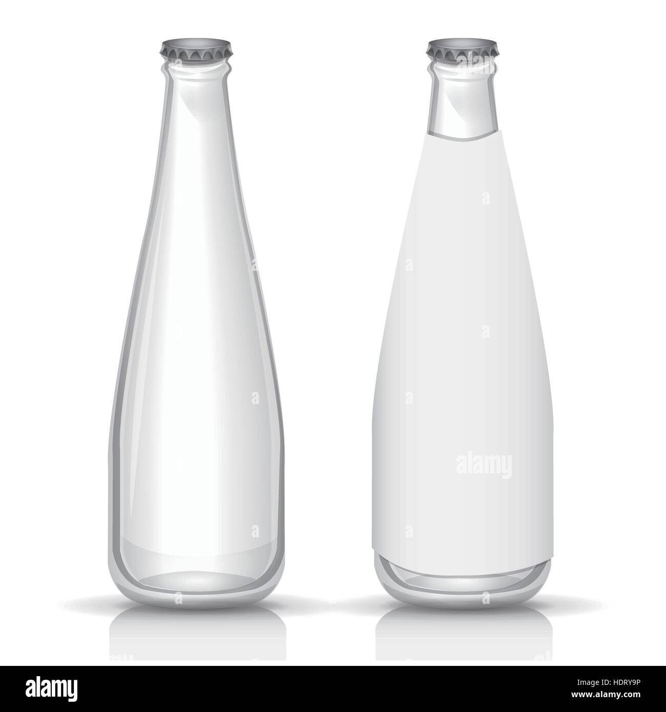 glass bottles with blank label isolated on white background Stock Vector