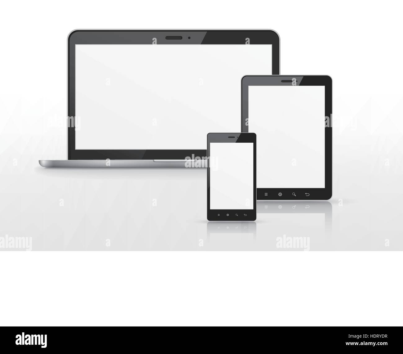 device set that includes TV, tablet, smart phone over white background ...