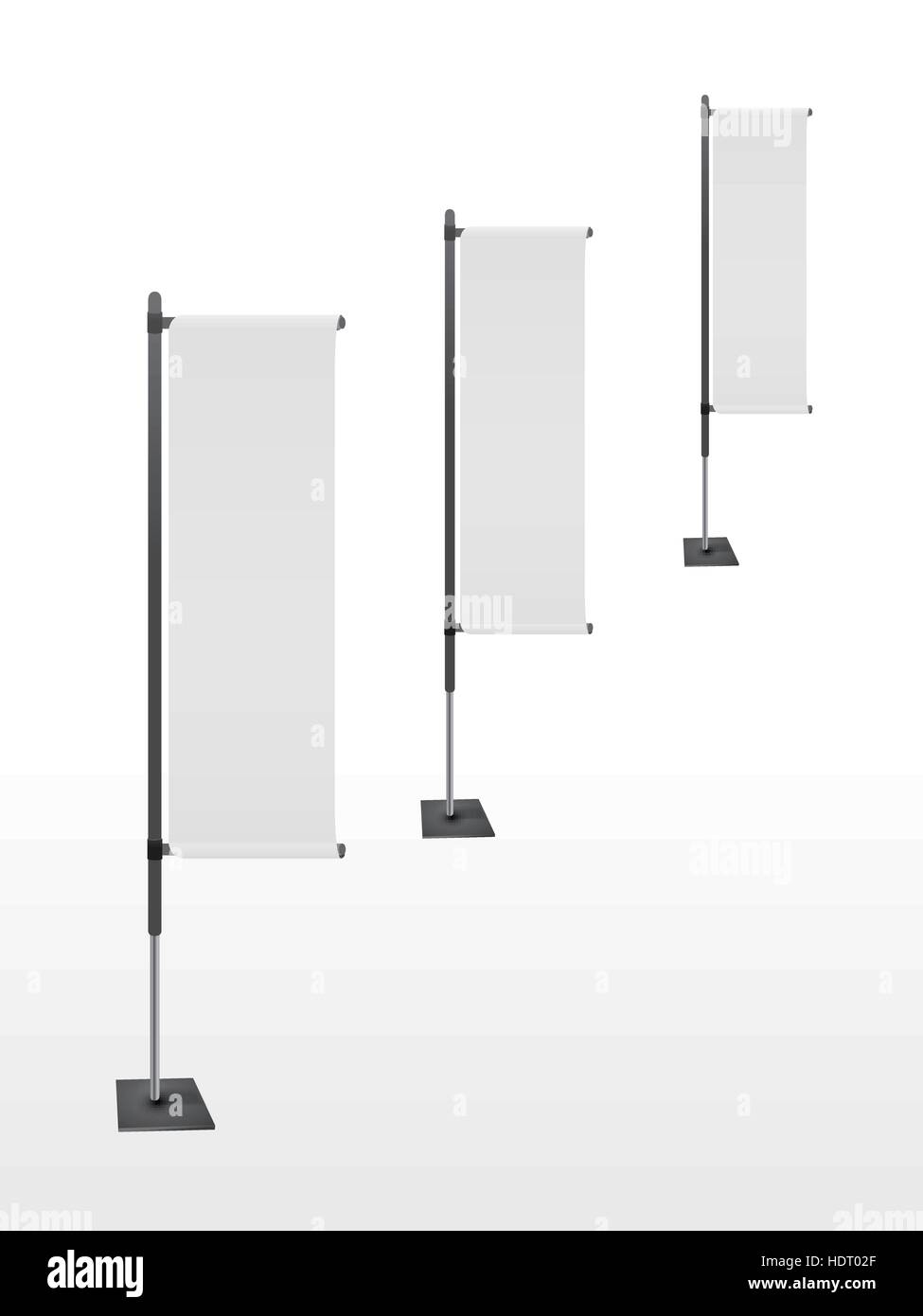 blank banner flags set isolated on white background Stock Vector Image