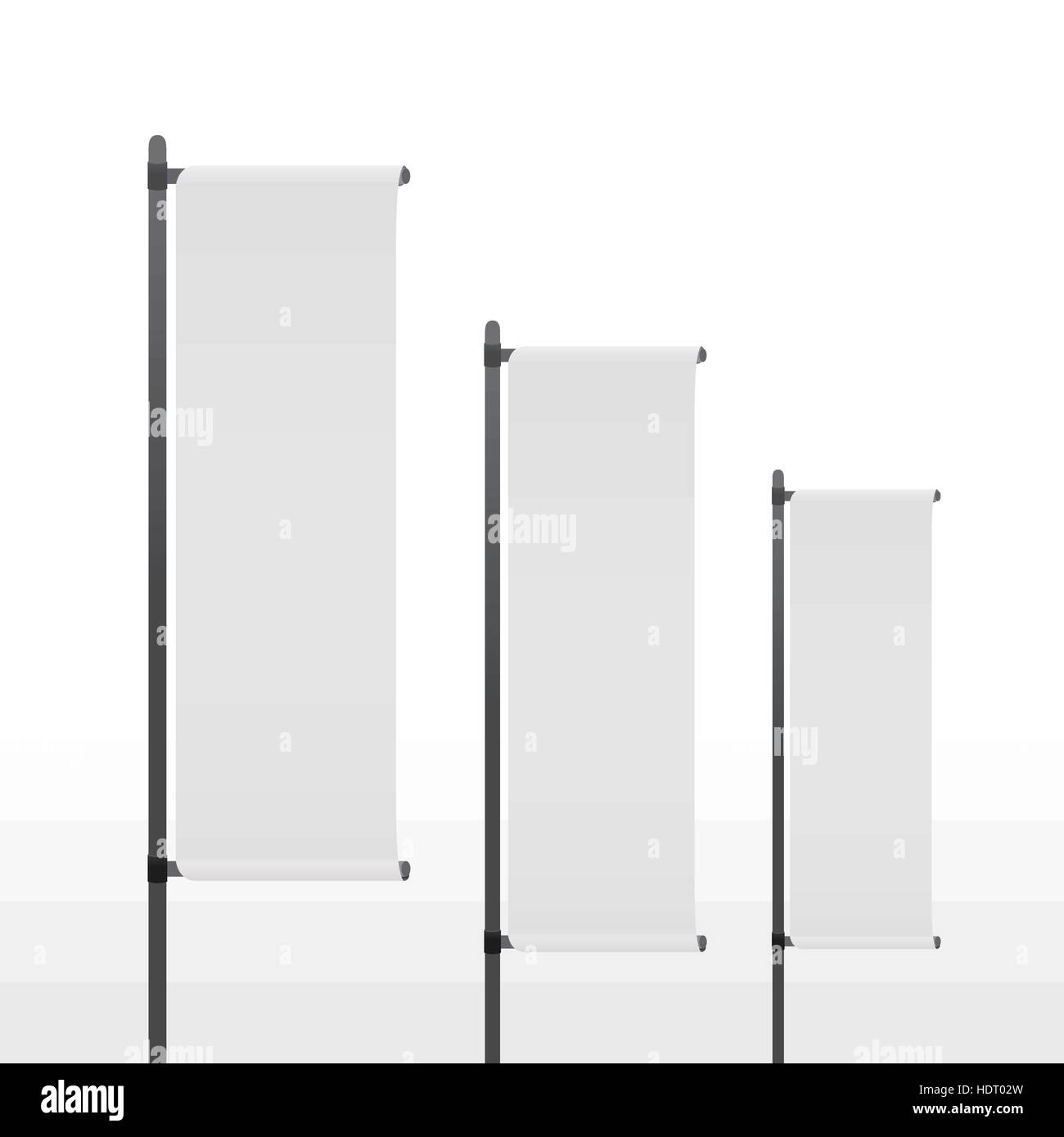 Blank Banner Flags Set Isolated On White Background Stock Vector